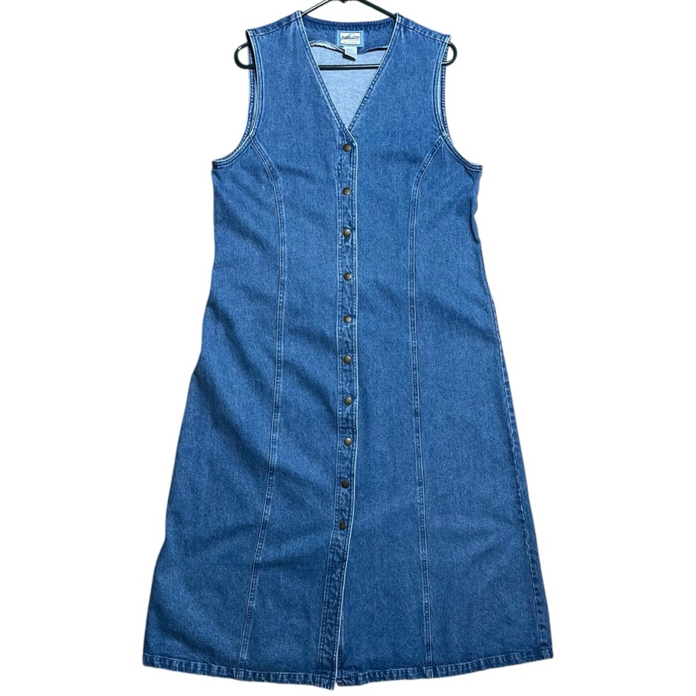 Pendleton Vintage Y2K Denim Snap Closure Sleeveless Maxi Dress Sz L